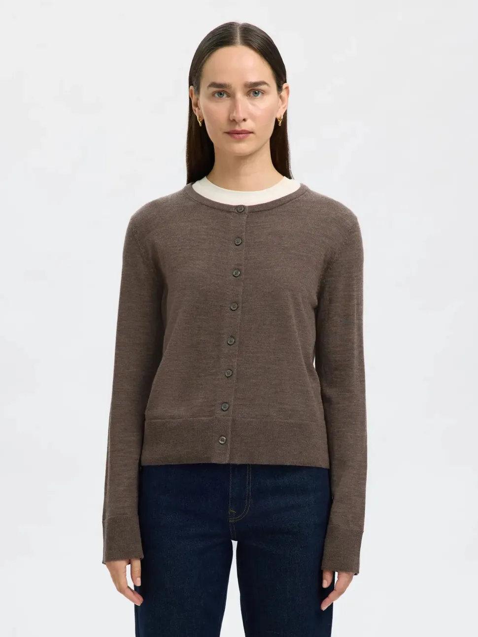 Selected Femme Naisten Neuletakki, SLFThea LS Knit Merino Cardigan Noos Delicioso