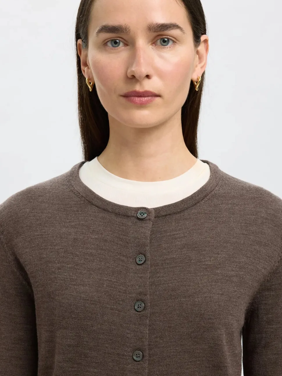 Selected Femme Naisten Neuletakki, SLFThea LS Knit Merino Cardigan Noos Delicioso