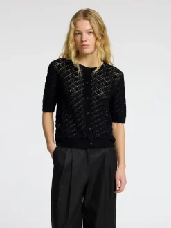 Selected Femme naisten neule, SLFSOFIA 2/4 KNIT CARDIGAN Musta