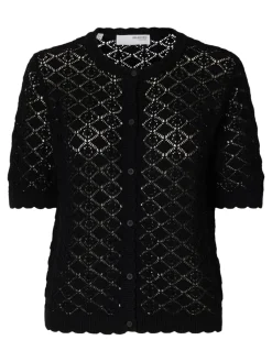 Selected Femme naisten neule, SLFSOFIA 2/4 KNIT CARDIGAN Musta