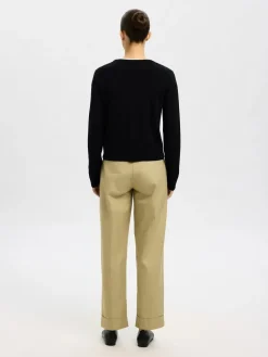 Selected Femme Naisten Neuletakki, SLFThea LS Knit Merino Cardigan Noos Black