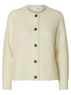 Selected Femme, Naisten Neuletakki, Lulu LS Knit Short Cardigan Luonnonvalkoinen