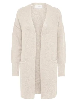 Selected Femme Naisten Neuletakki Lulu New Knit Long Cardigan Birch Melange