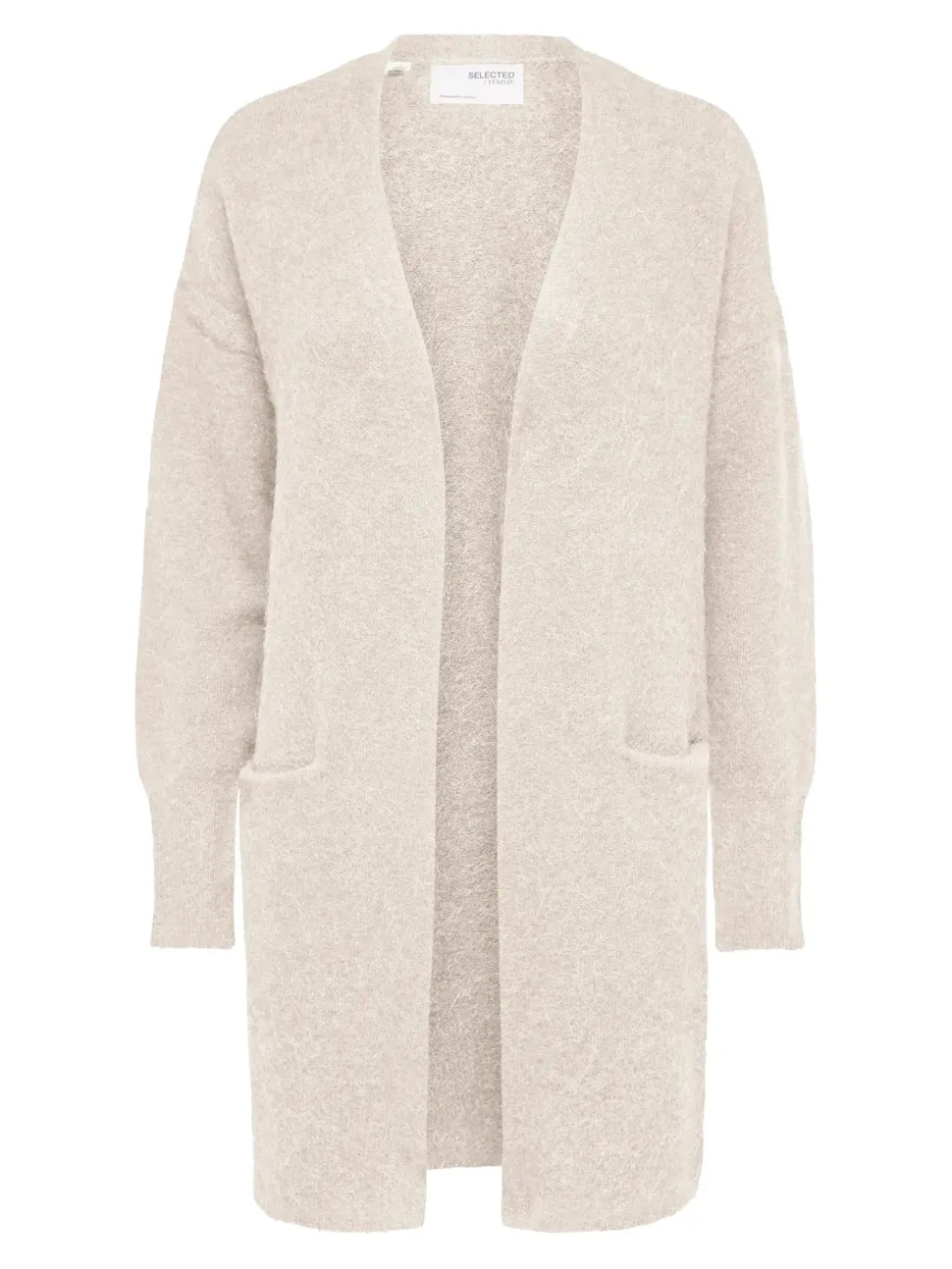 Selected Femme Naisten Neuletakki Lulu New Knit Long Cardigan Birch Melange