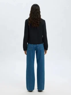 Selected Femme naisten neuletakki, SLFIVY LS KNIT O-NECK CARDIGAN NOOS Tummansininen
