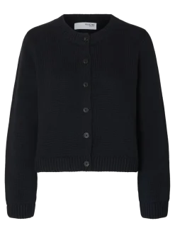 Selected Femme naisten neuletakki, SLFIVY LS KNIT O-NECK CARDIGAN NOOS Tummansininen