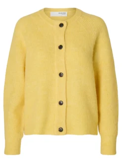 Selected Femme, Naisten Neuletakki, Lulu LS Knit Short Cardigan Keltainen
