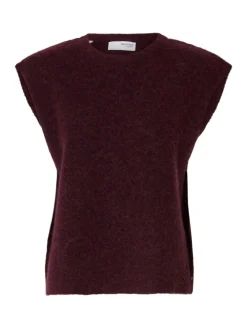Selected Femme Naisten Neuleliivi, SLFLulu SL Knit Vest Viininpunainen