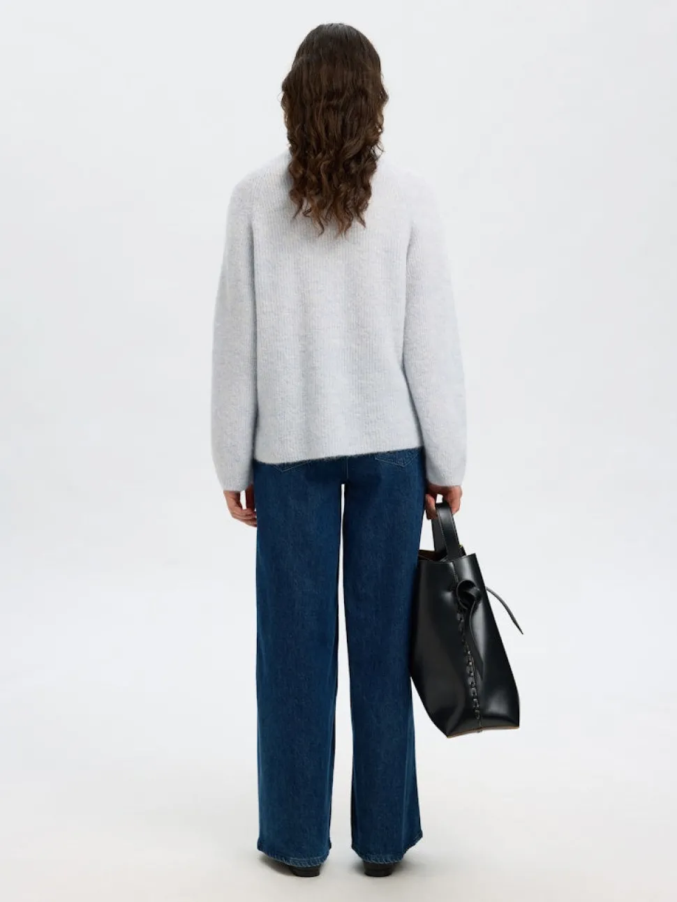 Selected Femme naisten neulepusero, SLFSIA RAS LS KNIT T-NECK Vaaleansininen