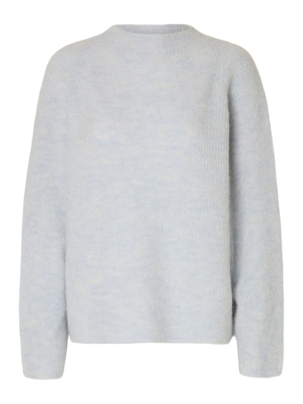 Selected Femme naisten neulepusero, SLFSIA RAS LS KNIT T-NECK Vaaleansininen