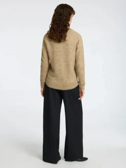 Selected Femme Naisten Neulepaita, Lulu LS Knit O-Neck, sepia tinti