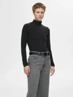 Selected Femme Naisten Paita, SLFMANJA LS HIGH NECK NOOS Black