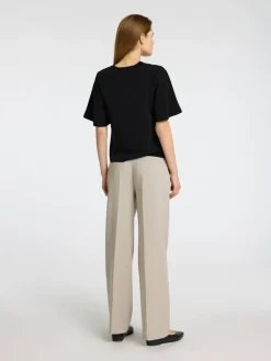 Selected Femme naisten paita, SLFTENNY SS V-NECK TOP Musta