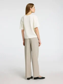 Selected Femme naisten paita, SLFTENNY SS V-NECK TOP Luonnonvalkoinen