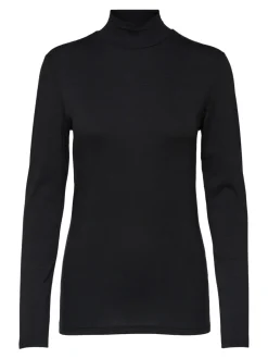 Selected Femme Naisten Poolopusero SLFMANDY LS HIGH NECK Musta