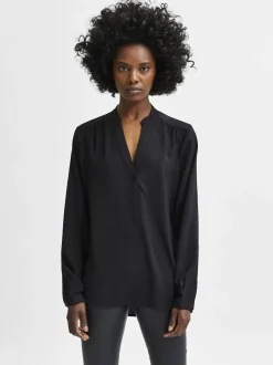 Selected Femme Naisten Pusero, SLFMIVIA LS TOP B Musta