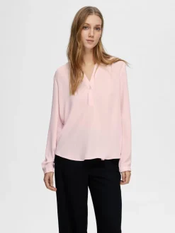 Selected Femme Naisten Pusero, SLFMIVIA LS TOP B Vaaleanpunainen