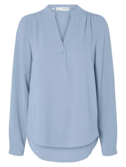 Selected Femme Naisten Pusero, SLFMIVIA LS TOP B Vaaleansininen