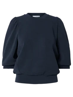 Selected Femme Naisten Pusero, SLFTENNY 3/4 SWEAT TOP NOOS Dark Sapphire