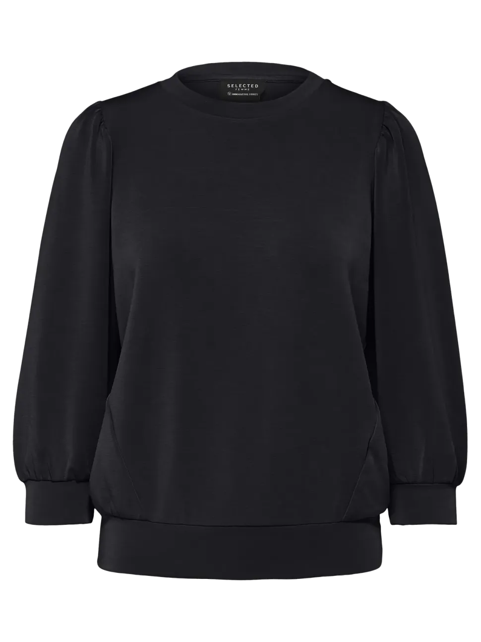 Selected Femme Naisten Pusero, SLFTENNY 3/4 SWEAT TOP NOOS Black