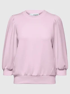 Selected Femme Naisten Pusero, SLFTENNY 3/4 SWEAT TOP NOOS Vaaleanpunainen