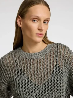 Selected Femme naisten pusero, SLFELLEN 2/4 KNIT O-NECK Vaaleanharmaa