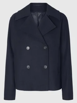 Selected Femme naisten takki, SLFALMA SHORT WOOL JACKET Tummansininen