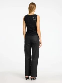 Selected Femme naisten toppi, SLFMALLI SL APPLIQUE TOP Musta