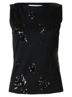 Selected Femme naisten toppi, SLFMALLI SL APPLIQUE TOP Musta