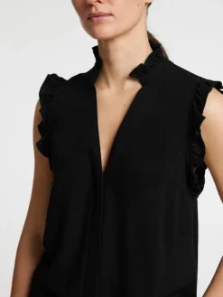 Selected Femme naisten toppi, SLFVIVA SL RUFFLE TOP Musta
