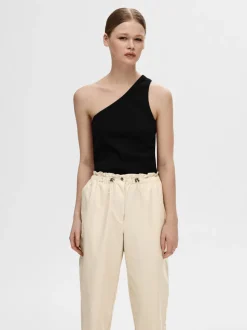 Selected Femme Naisten Toppi, SLFANNA ONE SHOULDER TOP Musta