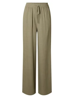 Selected Femme pellavahousut, SLFVIVA-GULIA MW LONG LINEN PANT NOOS Khaki