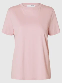 Selected Femme t-paita, SLFMYESSENTIAL SS O-NECK TEE Vaaleanpunainen