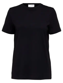 Selected Femme t-paita, SLFMYESSENTIAL SS O-NECK TEE Black