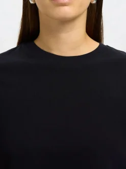 Selected Femme t-paita, SLFMYESSENTIAL SS O-NECK TEE Black