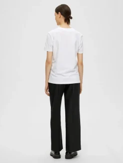 Selected Femme t-paita, SLFMYESSENTIAL SS O-NECK TEE Bright White