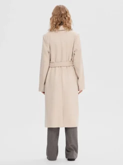 Selected Femme Villakangastakki, SLFROSA WOOL COAT Luonnonvalkoinen