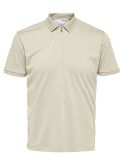 Selected Homme Fave Zip Polo Beige