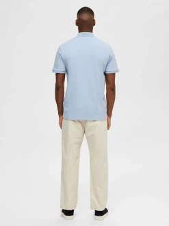 Selected Homme Fave Zip Polo Vaaleansininen