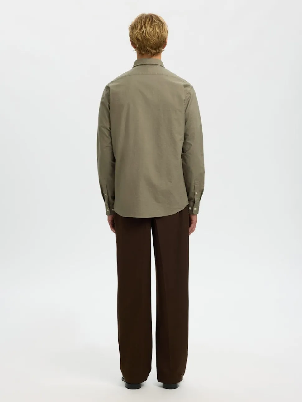 Selected kauluspaita K SLMREGCOLE RICK-OX SHIRT LS, vetiver