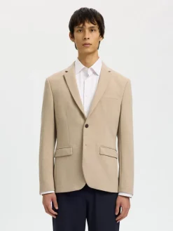 Selected miesten bleiseri SLIM-AITOR Jersey BLZ Flex, hiekka