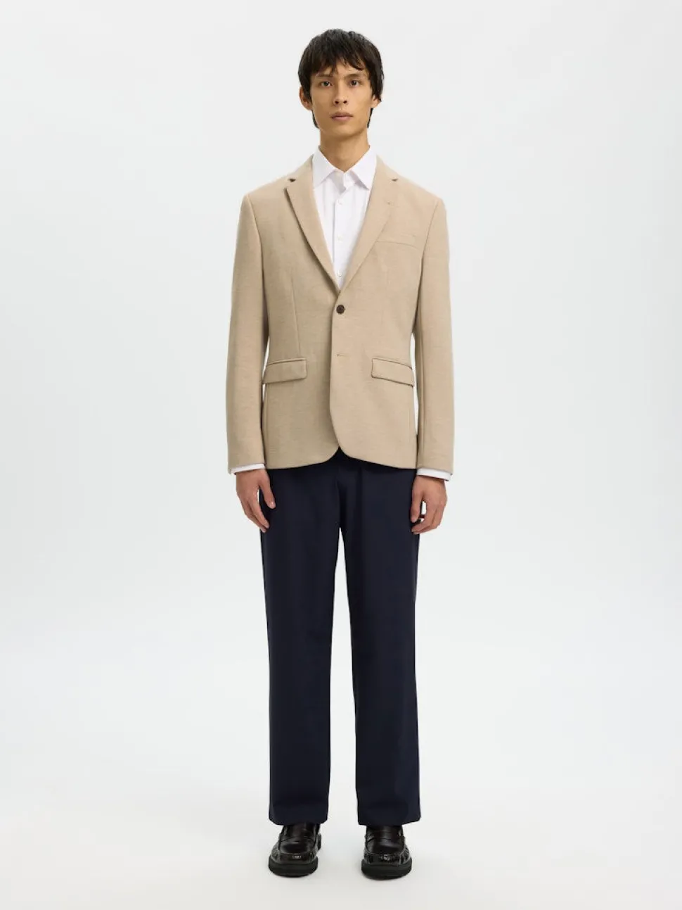 Selected miesten bleiseri SLIM-AITOR Jersey BLZ Flex, hiekka