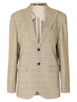 Selected Miesten Bleiseri, SLIM OASIS SAND CHECK NOS Ruskea Ruutu