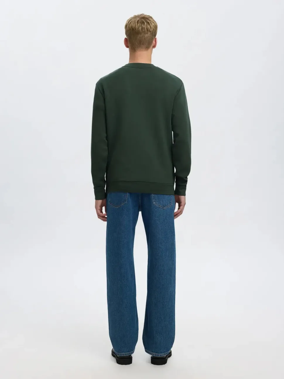 Selected miesten college, MANUEL SOFT CREW NECK Deep Forest