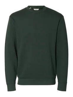 Selected miesten college, MANUEL SOFT CREW NECK Deep Forest