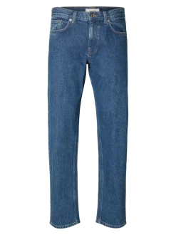 Selected miesten farkut, SLH196-STRAIGHT BEN KORI JEANS Sininen, Indigo