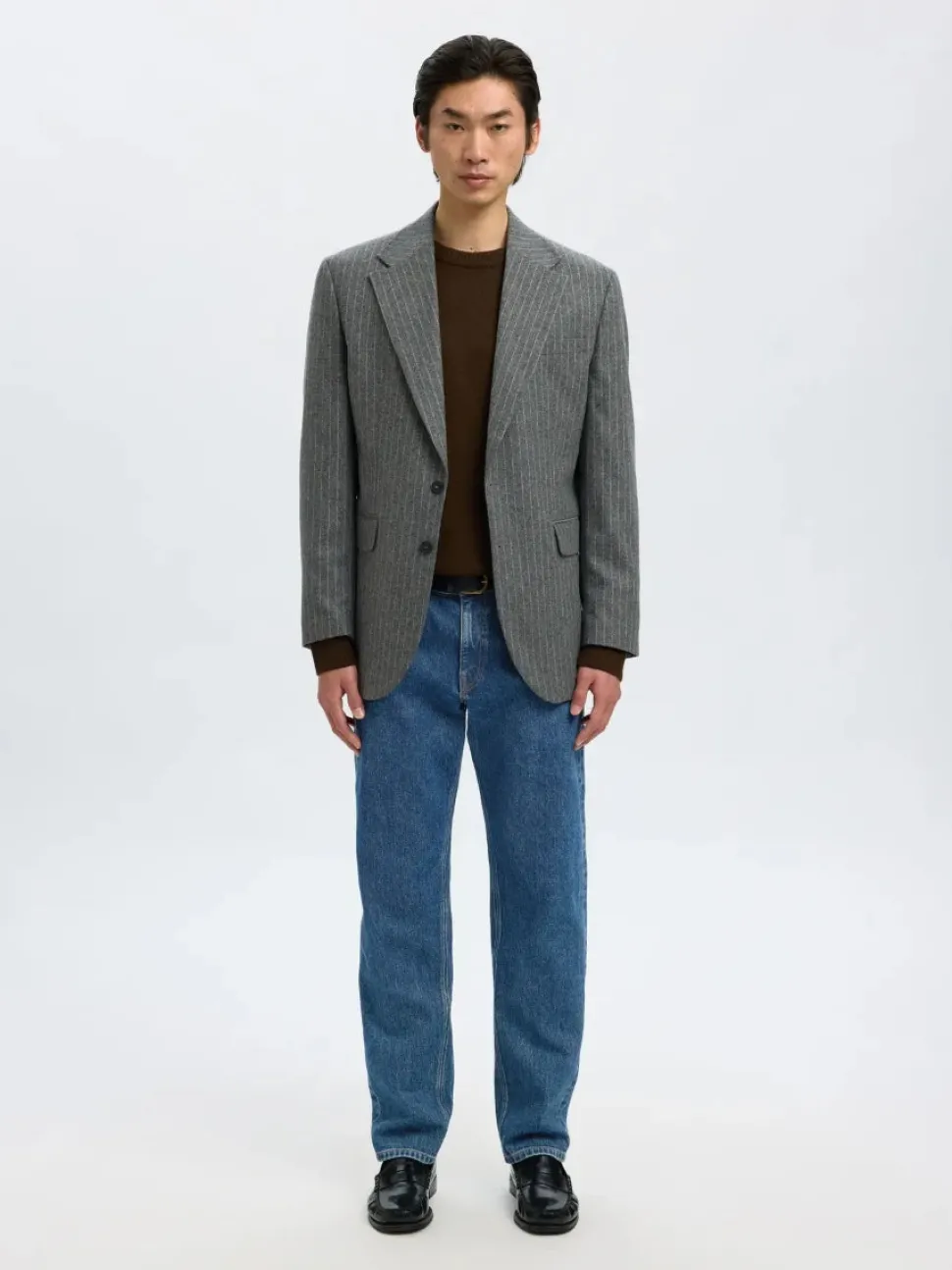 Selected miesten farkut, SLH196-STRAIGHT BEN KORI JEANS Sininen, Indigo