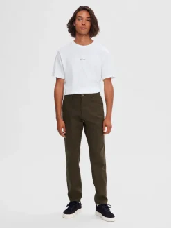 Selected, Miesten Housut, NEW MILES FLEX CHINO NOS Armeijanvihreä