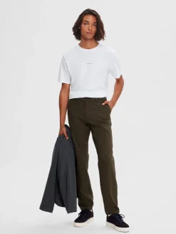 Selected, Miesten Housut, NEW MILES FLEX CHINO NOS Armeijanvihreä