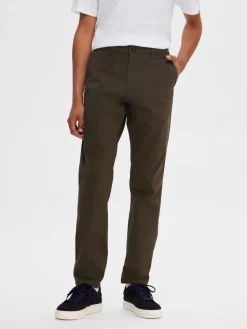 Selected, Miesten Housut, NEW MILES FLEX CHINO NOS Armeijanvihreä